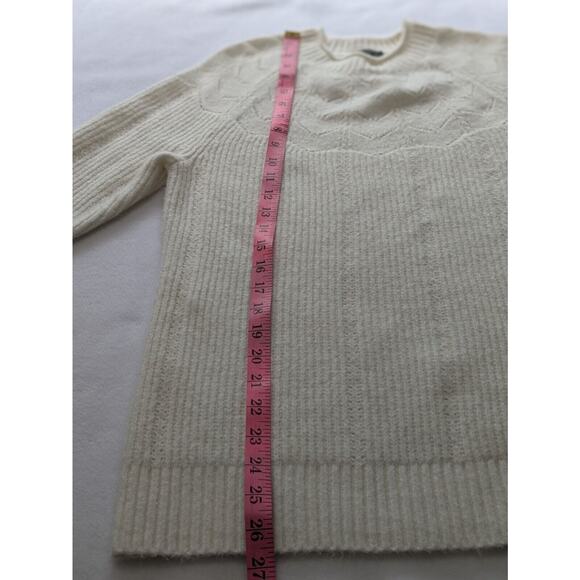 Talbots Sweater Women's Sz Large Ivory Cream Wool Blend Long Sleeve Petite Soft - Picture 7 of 8